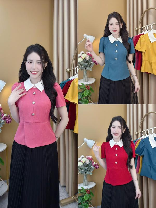 Áo sơ mi nữ PEPLUM mã A55 CỔ SƠ MI siêu xinh áo peplum peplum xu huong Nữ Women