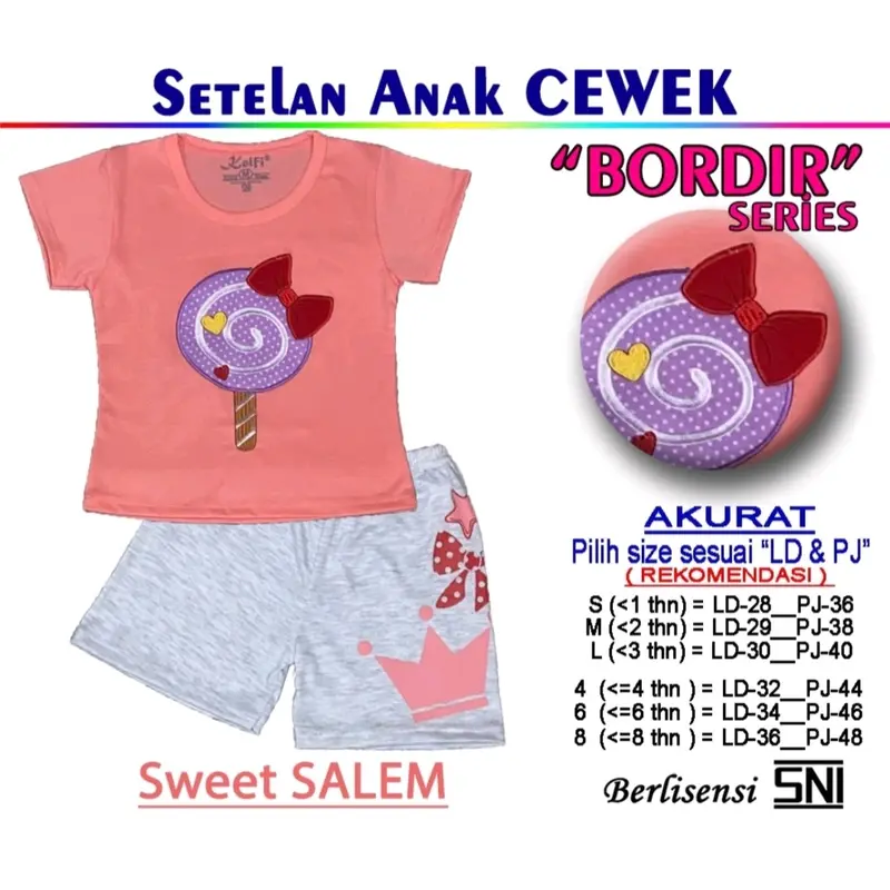 KELFI SETELAN / SET BAJU ANAK CEWEK BORDIR USIA 1- 8 TH "SWEET EDITION" 5