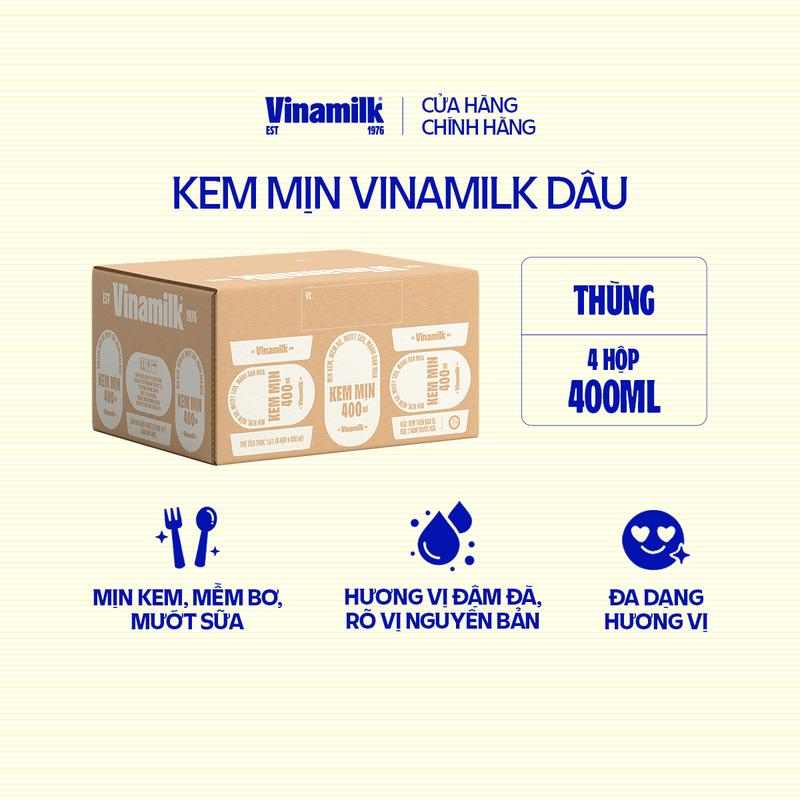 [CHỈ GIAO THÀNH PHỐ LỚN BÁN KÍNH 10KM] Thùng 4 hộp Kem mịn Dâu hộp 400ml 1