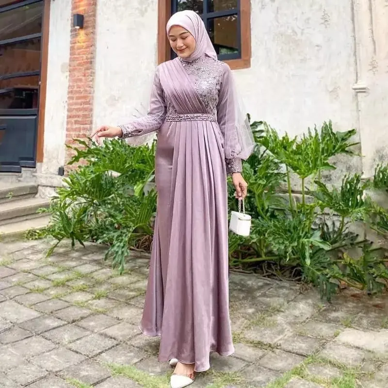 Maxy Dress Modern adeeva Dress Wanita Modern Brokat Tulle Mix Payet Premium Gamis Lebaran Butik Motif Muslim Satin Syari Tutu Kondangan Gaun Pesta