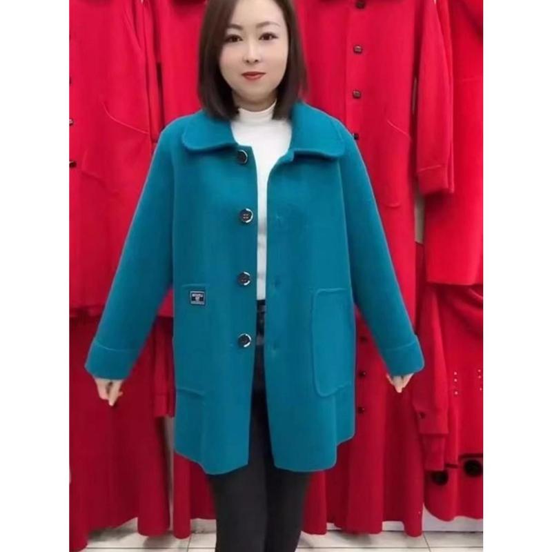 Áo Khoác Len, Cao Cấp, Dành Cho Phụ Nữ Trung Người Già Và Cao Tuổi, Phong Cách Phương Tây Phong Cách Hàn Quốc, Dáng Rộng Rãi Và Ấm Áp, Thích Hợp Cho Mùa Thu Và Mùa Đông, Trang Phục Của Mẹ Top Women 5