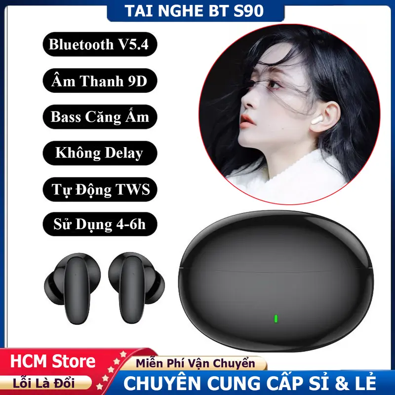 [Bản Pro] Tai Nghe Bluetooth 5.4 S90-Pro Thế Hệ Mới Cảm Ứng Chạm Chống Nước Giảm Tiếng Ồn Có Micro Đàm Thoại, Không Delay Khi Chơi Game Liên Quân - HÀNG CAO CẤP 0