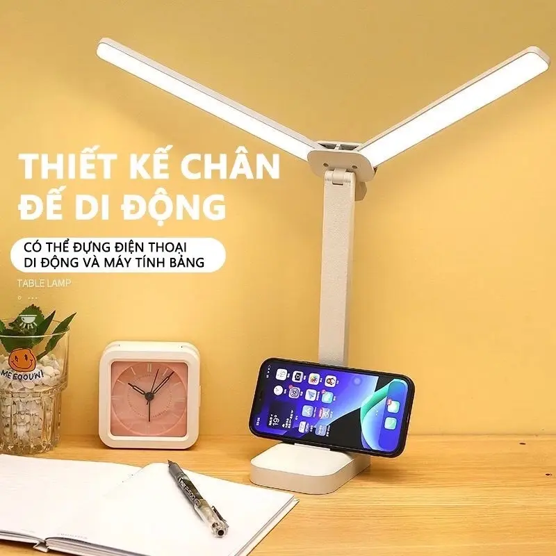 ￼Đèn Học Để Bàn Tích Điện 2 Bóng Chống Cận Phù Hợp Mọi Lứa Tuổi