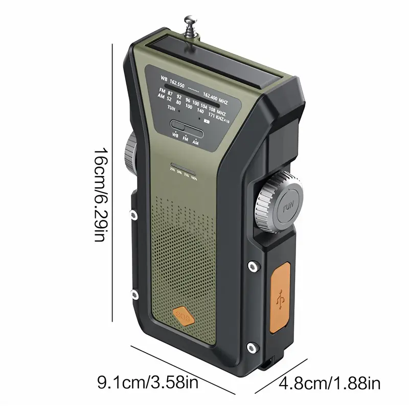 Emergency Weather Radio, Portable 4000mAh AM/FM/NOAA Weather Radio with Power Bank & SOS Alert Function, USB Type-C/Solar/Hand Crank 3 Modes Charging Radio for Outdoor 1