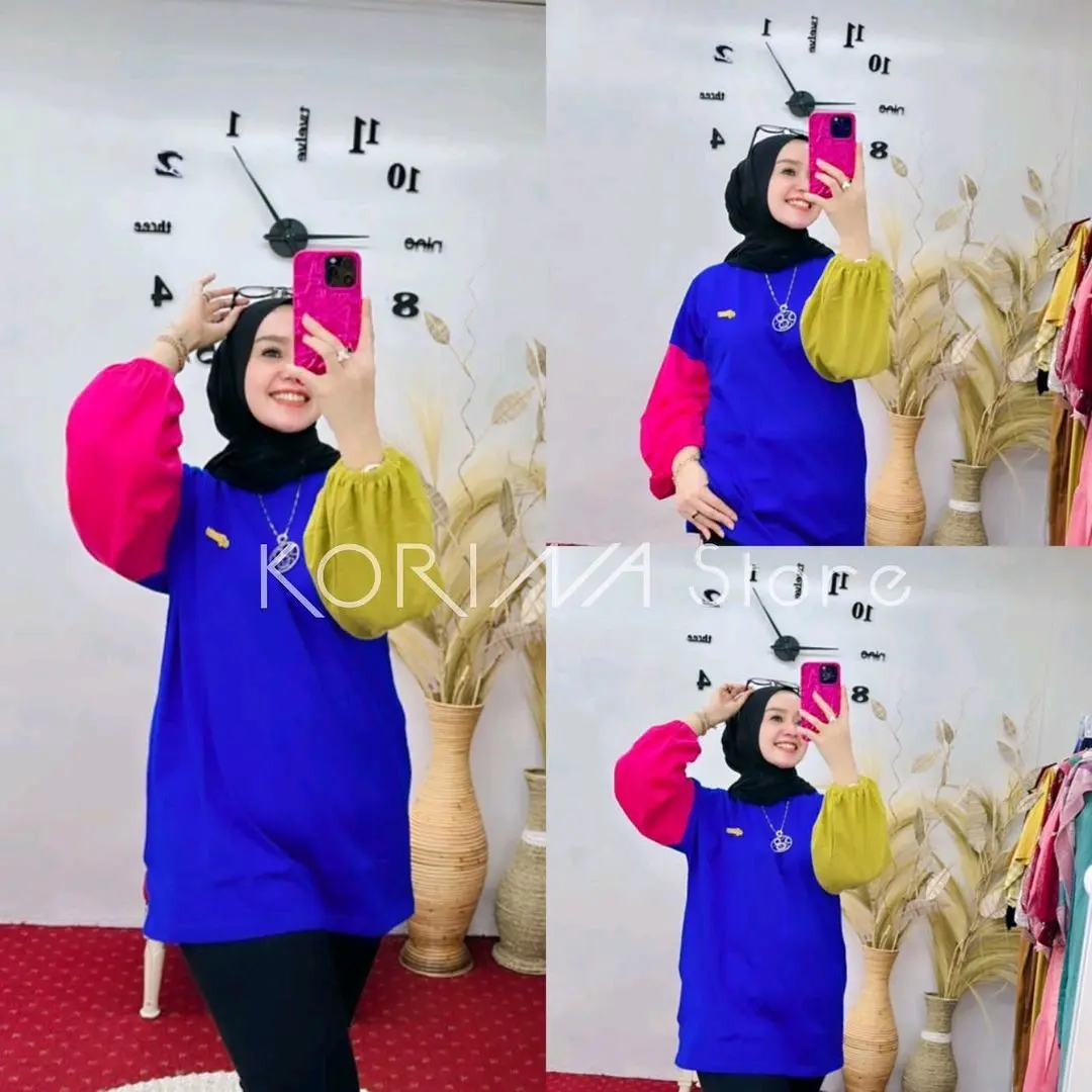 ATASAN OVERSIZE LENGAN BALON // ATASAN OVERSIZE WANITA LENGAN KOMBI Kaos