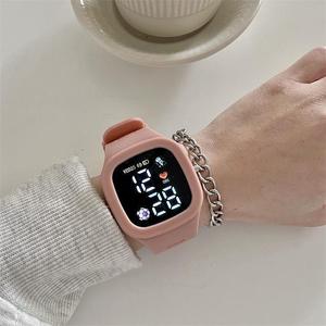 Jam Tangan Wanita Digital LED Watch Pink Touchscreen Gaya Smartwatch Tali Silikon Comel Harian Kasual Ready Stock
