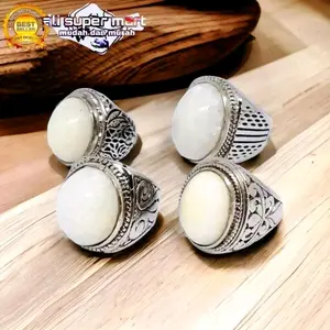 Cincin Batu Akik Mani Gajahh Alami - Ring Alpaka Super 525