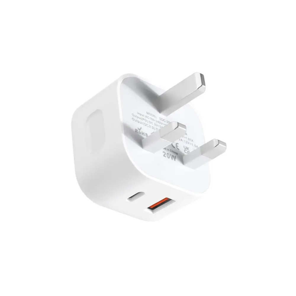 20W PD Type-C & USB Wall Charger, Dual Ports Fast Charging Adapter, Portable 2 In 1 Mobile Charger for iPhone, Phone Accessories