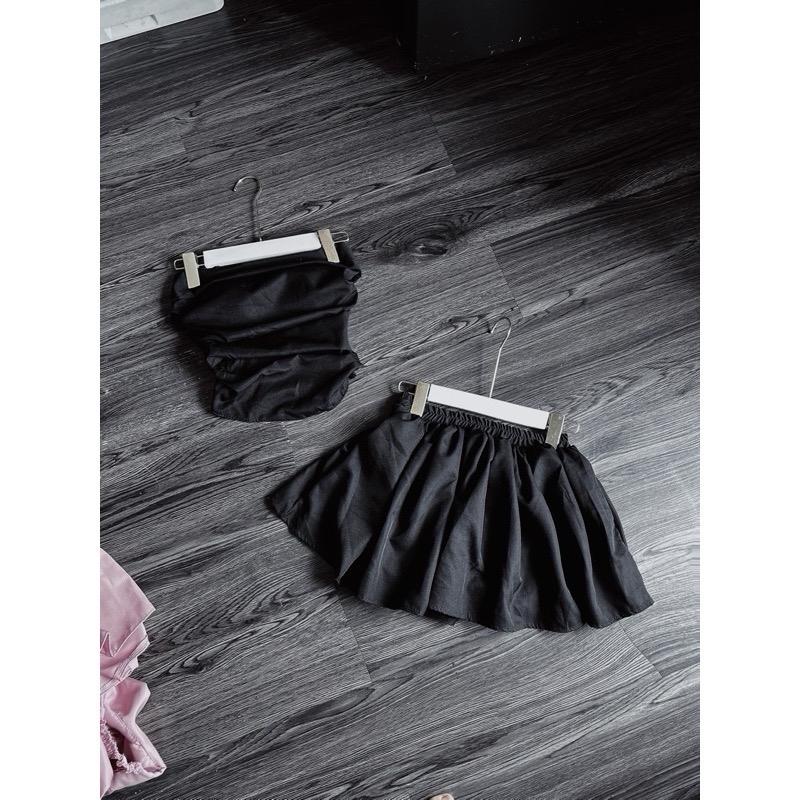 ￼Set Bộ Áo Cúp Ngực Vành To Nhún Sườn Croptop Mocking + Chân Váy Xoè Có Lót Quần Nữ Women Cup sét ôm