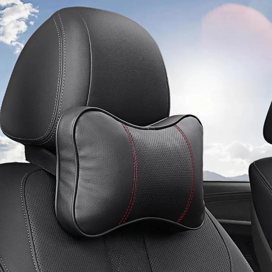 Breathable Faux Leather Car Headrest, Comfortable Neck Support Pad, Adjustable Height & Tightness Car Neck Pillow, Car Interior Accessories, Automotive