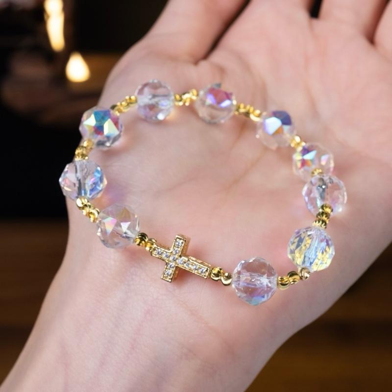 Vòng pha lê tràng hạt mân côi thiết kế phụ kiện hoa