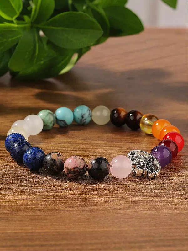 7 Chakra Non-natural Crystal Gemstone Beads Bracelets, Spiritual Jewelry for Sports Leisure Yoga, Unisex Chakra Balance Gift with Mystic Energy 4