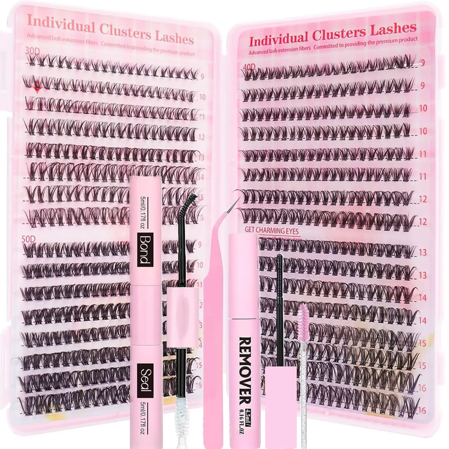 Individual False Eyelashes Kit, 640pcs/box Natural Look Eyelash Extensions, Self Grafting Curl Eyelashes, Eye Makeup Enhancement False Eyelashes for Women, Eyelashes Clusters