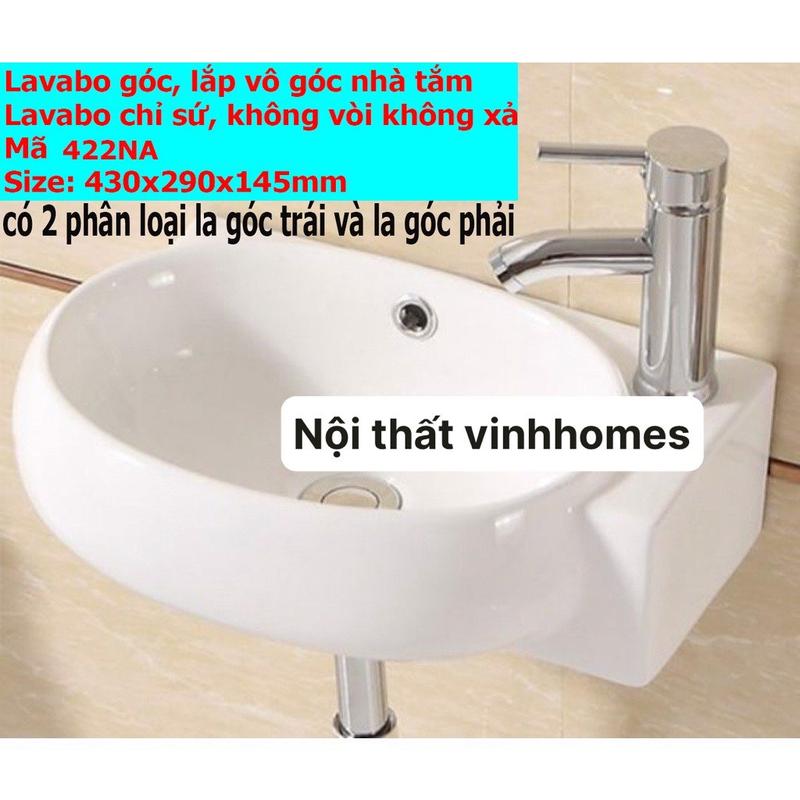 LAVABO MINI NHỎ Chậu rửa mặt lavabo góc treo tường 422NA, men NANO trắng sáng chống bám bẩn, la góc chủ nhật