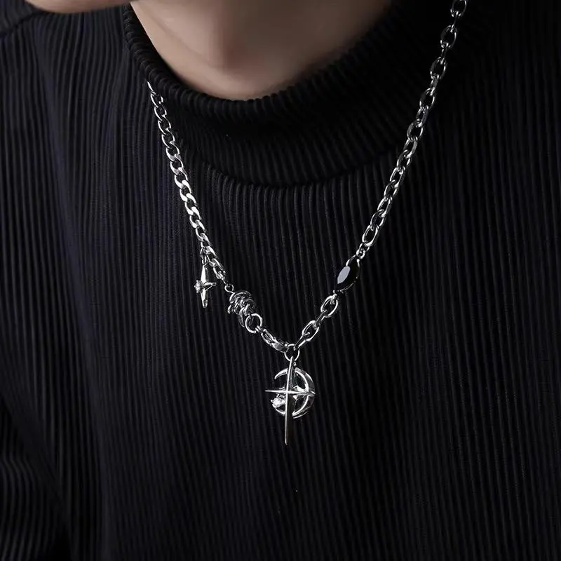 Vòng cổ Màu bạc nhiều lớp, unisex, Y2k, Hip Hop Titan Chain Jewelry Trang Sức Dây Chuyền Nữ 7