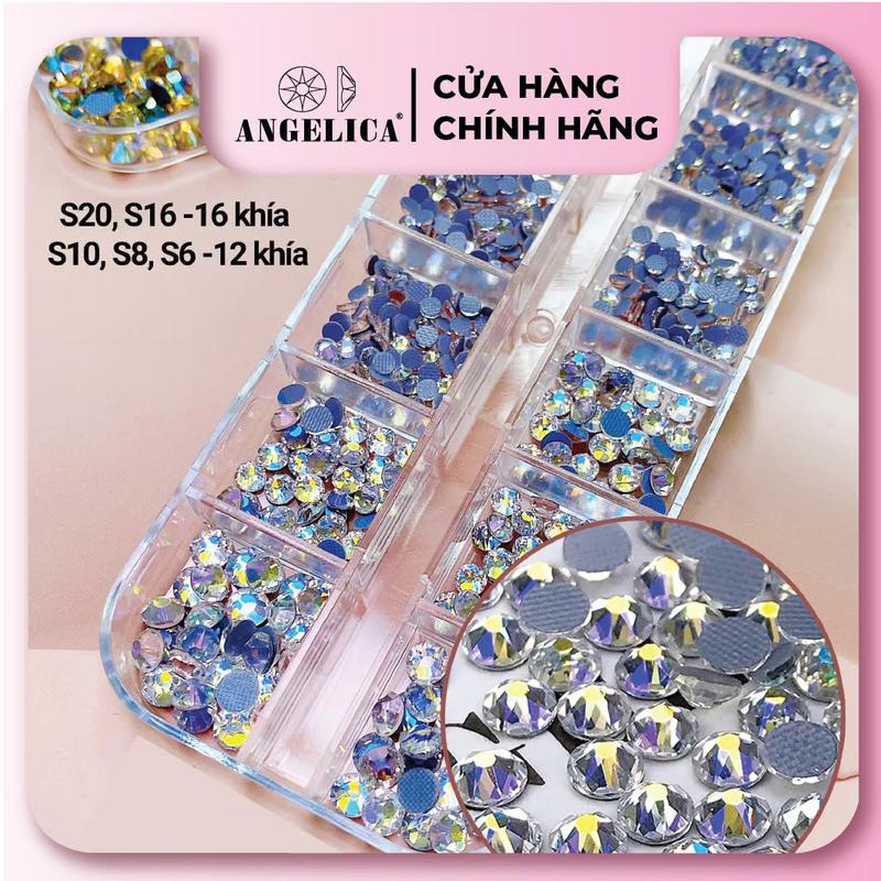 Khay dài đá 16 Khía cao cấp ANGELICA Đá nail cao cấp - Đá chân lưới Chính hãng - full màu Sơn Gel Nữ