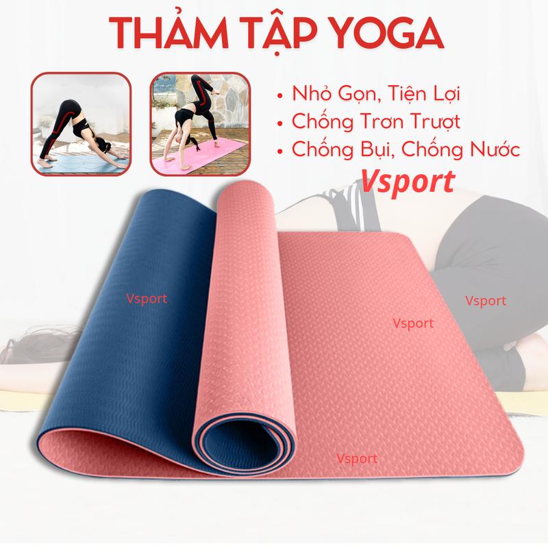 Thảm Tập Yoga  2 Lớp TPE Dày 6mm Chống Trơn Trượt Chống Thấm Mồ Hôi 