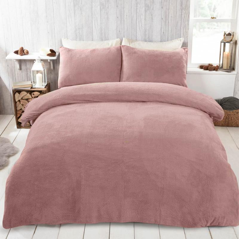 Brentfords Teddy Fleece Duvet Cover with Pillow Case Thermal Warm Bedding Set 3