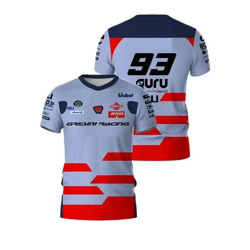FMOTO GP 3D printed quick-drying breathable sports men's Plus size crew neck T-shirt GRESINI RACING Team 3 Marquis Driver cooling breathable quick-drying sports short sleeve 2