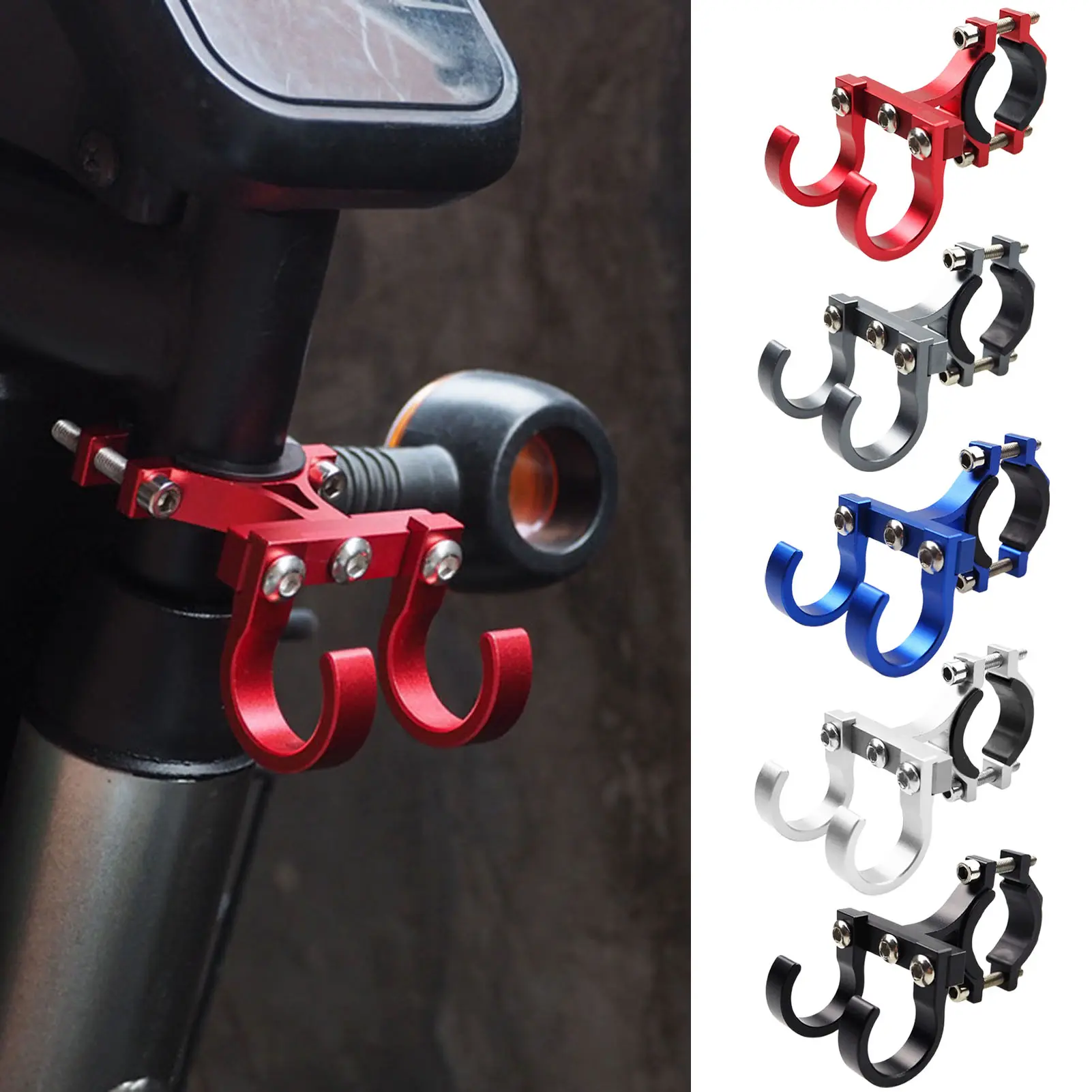 Móc Trước Xe Đạp, Không Đục Lỗ, Chống Trầy Xước, Chịu Lực Mạnh, Vật Dụng Treo, Hợp Kim Nhôm, Chống Gỉ, Móc Đôi Cho Xe Máy