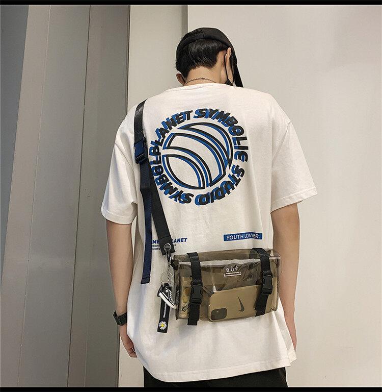 Product Introduction of Ulzzang Korean Fashion Pvc Waterproof Men  Shoulder  Crossbdoy  Messenger  for Men transparent sling bag transparent  bags  men 7