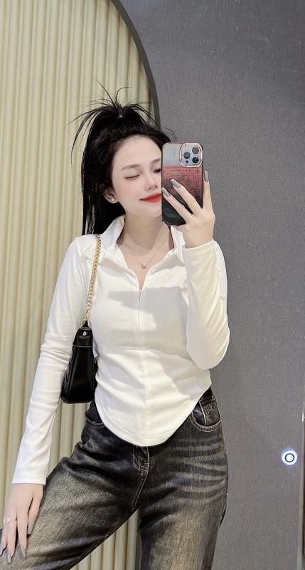 Product Introduction of Áo thun tay dài nữ cổ bẻ phối khoá kéo dáng ôm sát body (Tay dài khoá kéo) Top Women 8
