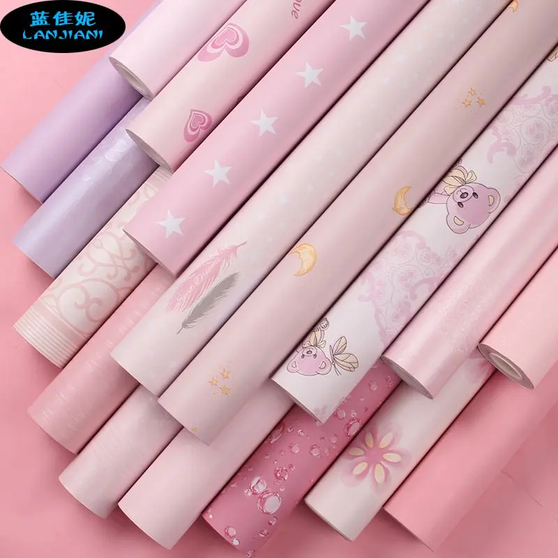 Hình nền công chúa màu hồng Hình dán tự dính phòng ngủ chống thấm nước Hình nền trang trí cho bé gái Hình dán cải tạo đồ nội thất tủ quần áo để bàn 3