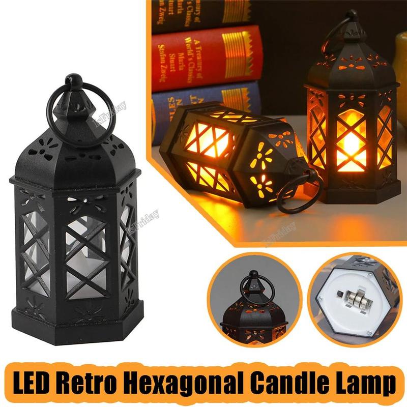 Vintage Hexagonal Hanging Light, 12pcs/box LED Candle Design Light, Decorative Light for Home Party Festival, Room Decor, Home Decor 3