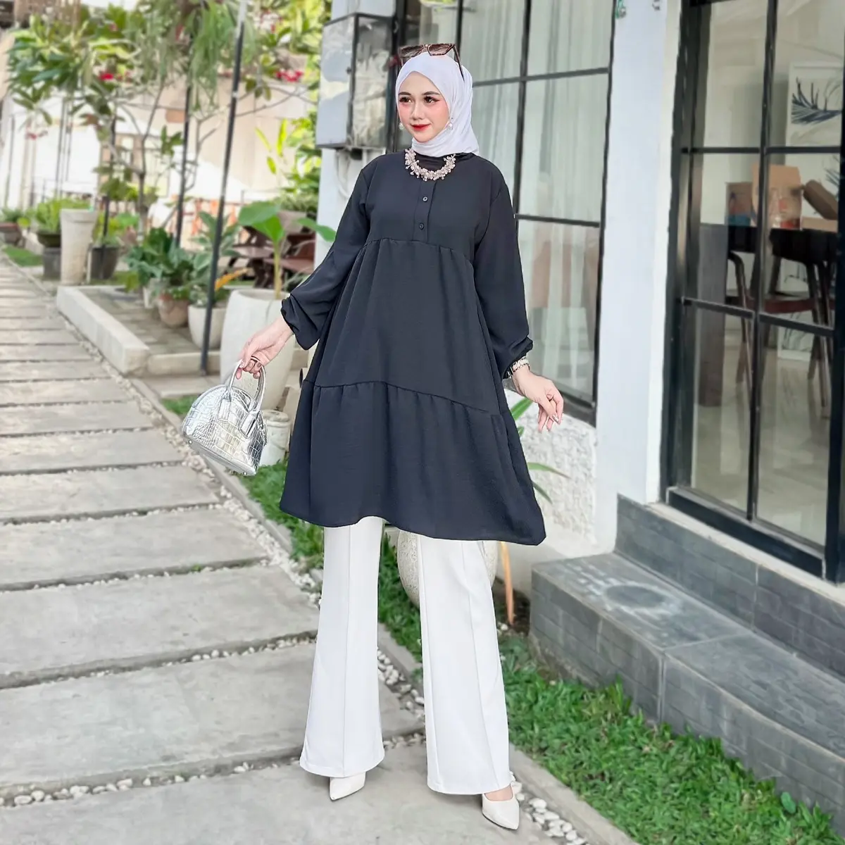 Tunik Lisa Cringkel airflow busui friendly Polos