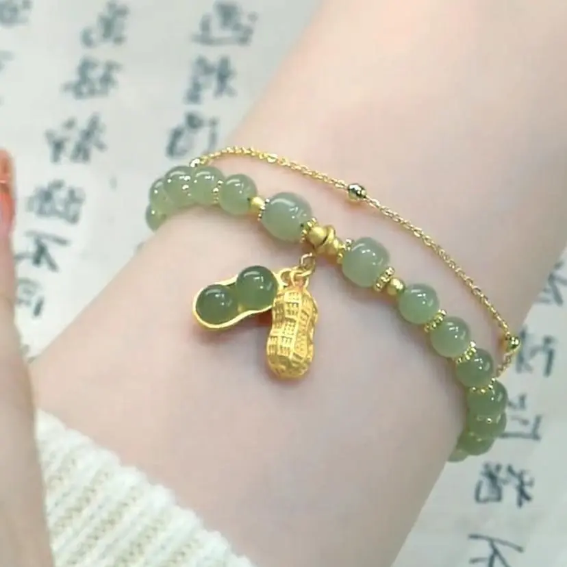 Vòng Tay Nữ, Phong Cách Trung Quốc, Bán Chạy, Vòng Tay Ngọc Bích Sang Trọng, Vòng Tay Hạt Cổ Điển Trang Sức Thời Trang Nữ Và Bé Gái