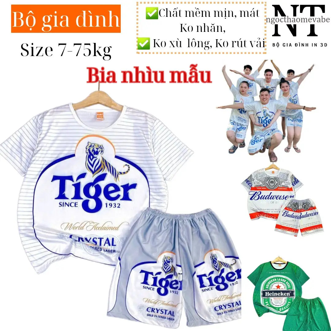 Đồ bộ thun mẫu TIGERR , KEN, SÀII GÒN chất thun thái in 3D mềm, mịn, mát, không nhăn, k xù lông, k bay màu