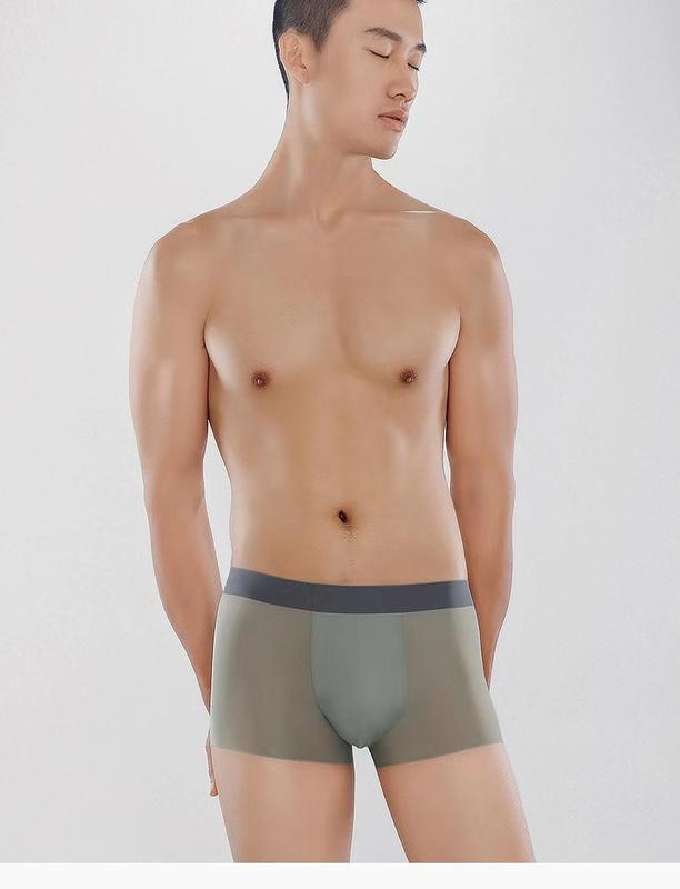Product Introduction of Men's Boxer Briefs Ice Silk Cotton Modal Seamless Panties Underwear 3-Pack ice silk pure cotton crotch 12