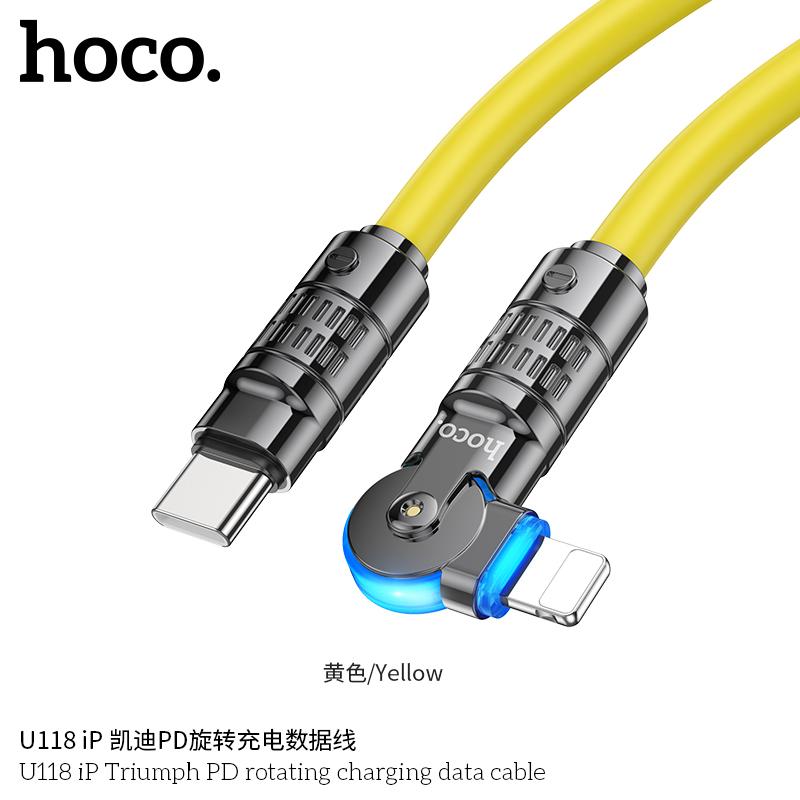 Product Introduction of Cáp Sạc Nhanh Hoco U118 Đầu Xoay 180Độ, Chân Type-C To Lightning Sạc Nhanh 27W Cho iPhone 8/X/Xs/Xsmax/Xr/11/12/13/14 Series, Cáp Bọc TPE Mềm Mại, Bền Bỉ, Đầu Cắm Có Led, Tự Ngắt Khi Pin Đầy, Bảo Hành 12 Tháng Phụ Kiện 6