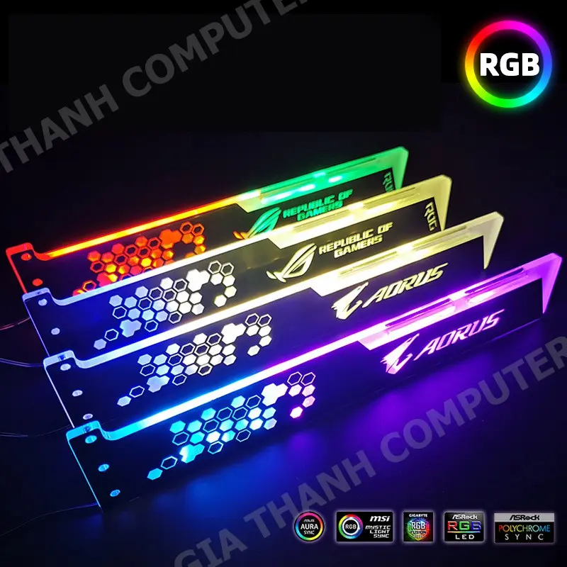 Giá Đỡ VGA 28cm LED RGB - Đồng Bộ HUB Coolmoon / Auto Ghim Nguồn Trực Tiếp 0