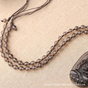 Loket Buddha, Muri, Kristal Obsidian Ais Alamiah, Reka Bentuk Penjaga, Barang Kemas Rantai Sweater Musim Sejuk