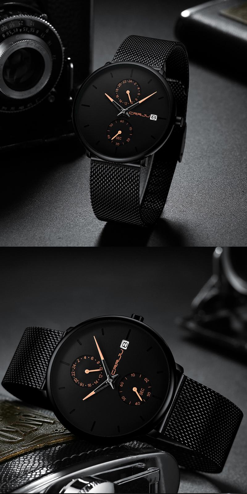 Product Introduction of Jam Tangan Pria CRRJU Casual Quartz Analog Mewah Anti Air + Strap Mesh Stainless Steel Jam Tangan Cowok 2265 Watch 41