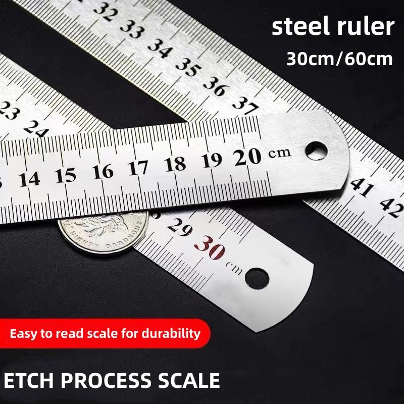 Stainless Steel Measuring Double-sided Scale Ruler 30cm/60cm - TikTok ...