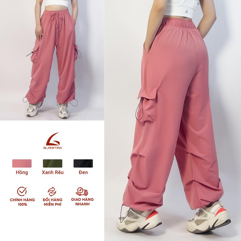 Quần jogger gió hạt mát lạnh GTH88 thiết kế túi vuông đa năng cá tính có dây điểu chỉnh ông quần by Gladimax Sport Tập Gym