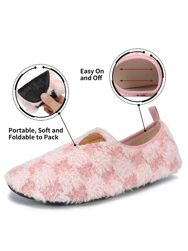 Women's Plaid Pattern Plush Slippers, Casual Soft Comfortable Home Slippers, Warm Slippers for Indoor & Outdoor Use for Women & Girls 8