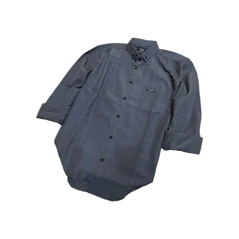 Kemeja Polos Abu Lengan Panjang Pria M L XL XXL 0