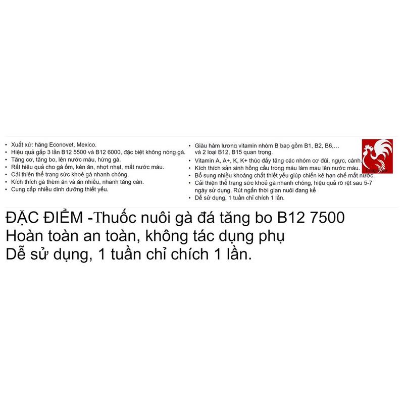 Product Introduction of B12 7500 chai 10ml Nuôi Đá Tăng Bo Khủng, Lên Cơ Bắp, Lên Nước Má.u, Dẻo Dai, Lỳ Đòn 3