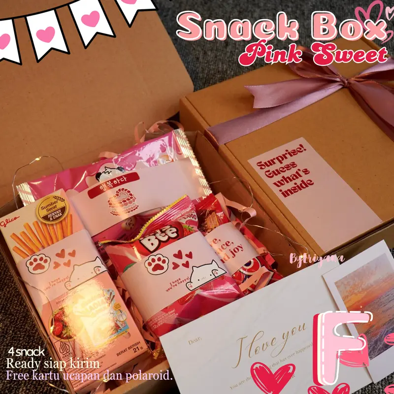 Hampers Snack Box Camilan Set Kado Jajan Makanan Minuman Makanan Ringan Ulang Tahun Valentine Wisuda Anniversary Sempro Hari Guru Pink Sweet Series Food 7
