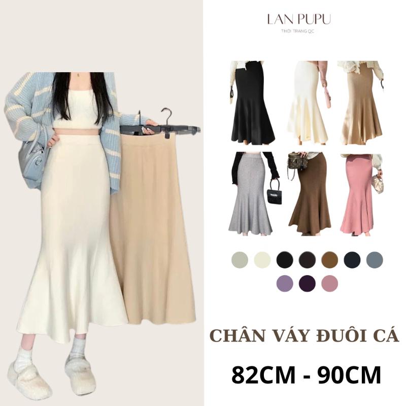 LAN PUPU Chân váy đuôi cá chất len mềm mại phong cách Ulzzang Hàn quốc tôn dáng cực đỉnh Nữ Women Voi C2. 82cm 90cm