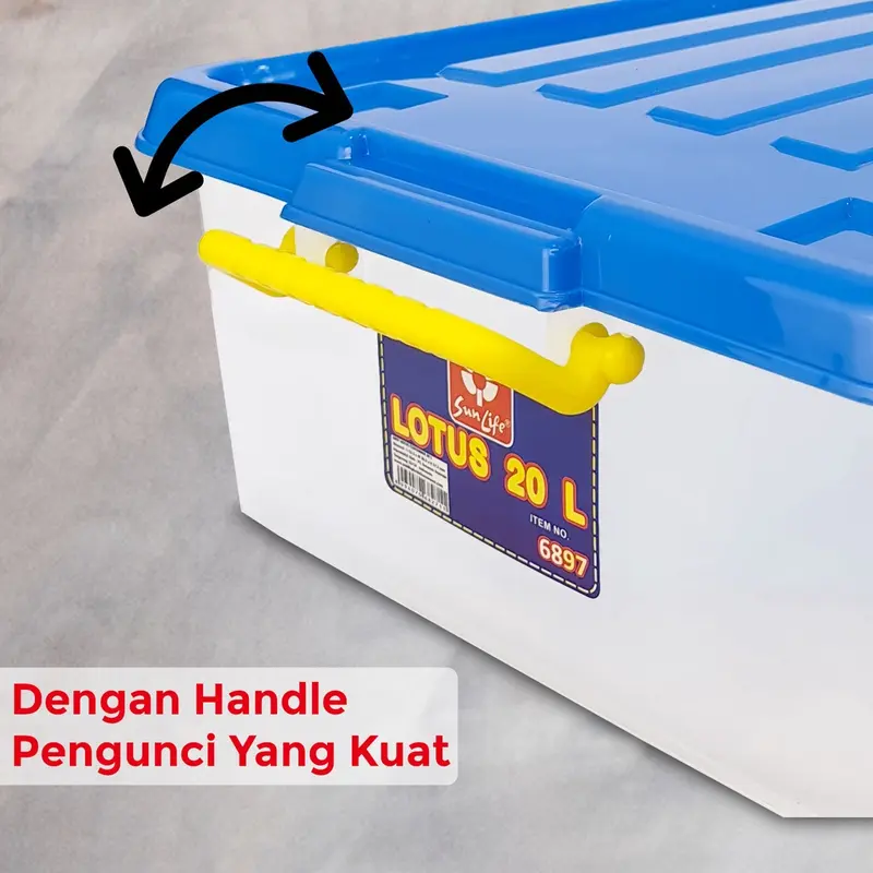 SUNLIFE Lotus Keranjang Plastik 20L dengan Tutup – Container Box Serbaguna, Penyimpanan Praktis dan Rapi 4