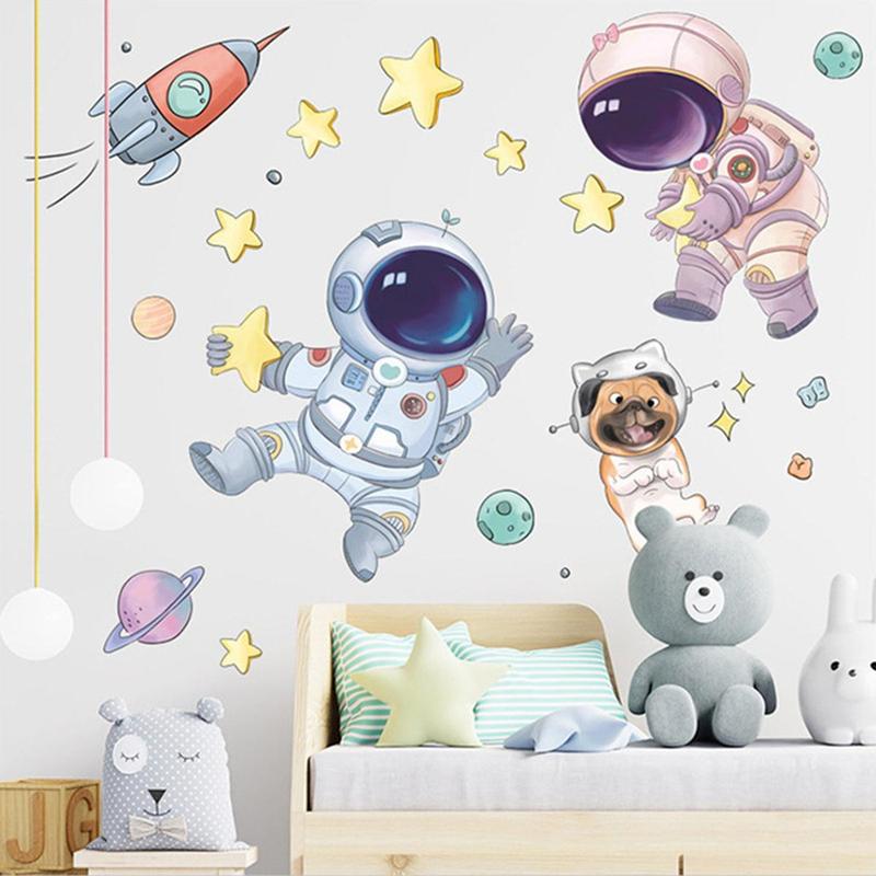 Cute Space Astronaut Children'S Wall Stickers Children'S Room Wall Decoration Decals Bedroom Stickers Home Decor 0