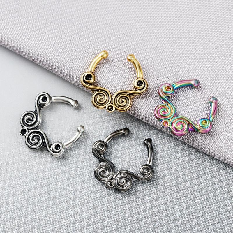 Product Introduction of New No-Punch Fake Nose Ring Floral Nose Studded Piercing Jewelry 11