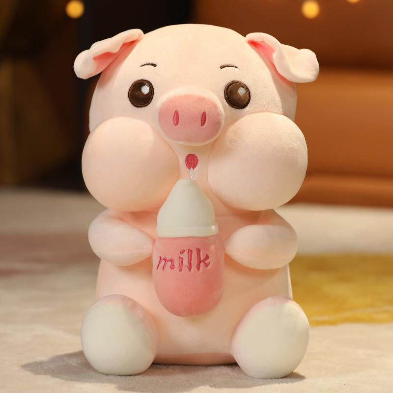 Gấu Bông Chú Lợn Hồngd Ôm Bình Sữa Size 30CM Thú Nhồi Bông Dễ Thương Toy Đồ Chơi Thú Bông Voi Phát Nhạc