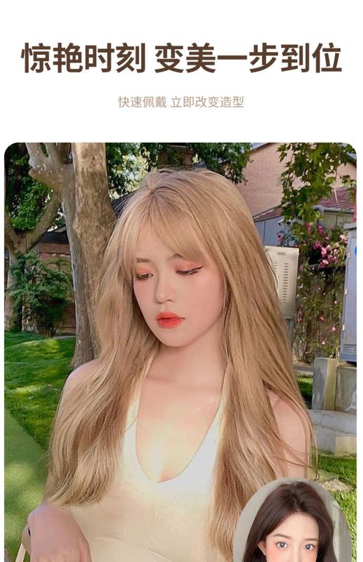 Product Introduction of Wig Women's Long Hair Summer Long Curly Natural Breathable Mesh Red Anchor Women's Team Same Style Golden Wig Full-Head Wig 3