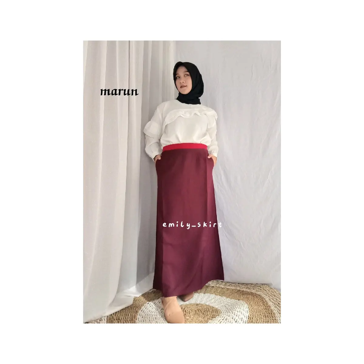 rok syakira leter leter A/ rok kerja bahan import Karet