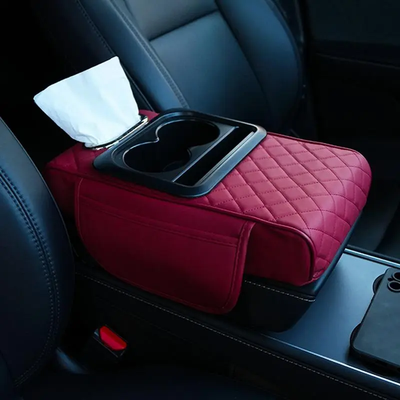 Car Armrest Box Pad, 1 Count Universal Car Tissue Box, Multi-functional Car Armrest Box Pad, Car Interior Accessories for Stowing & Tidying 3